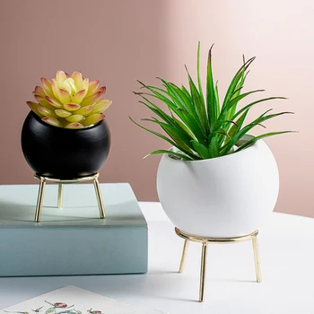 

White Plant Pot Succulents Pots Ceramic Garden Flower Pots for Plans Office Decor Balcony Decorations Modern Artificial Flower