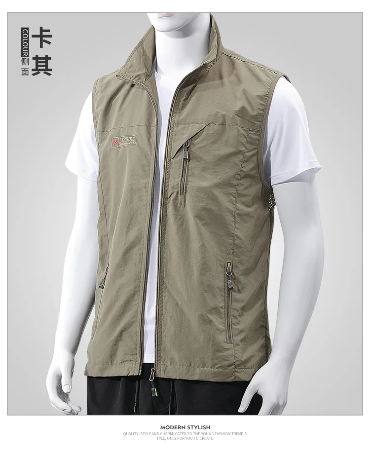 Quick-Drying Vest Men's Spring Summer Outdoor Sports Windproof Quick-Dry Waistcoat Men's Breathable Ultra-Thin-Bags Fishing Coat