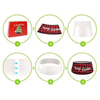 

30 Inch Merry Christmas Tree Skirt Red and Black Plaid Base Collar Around Decor M68E