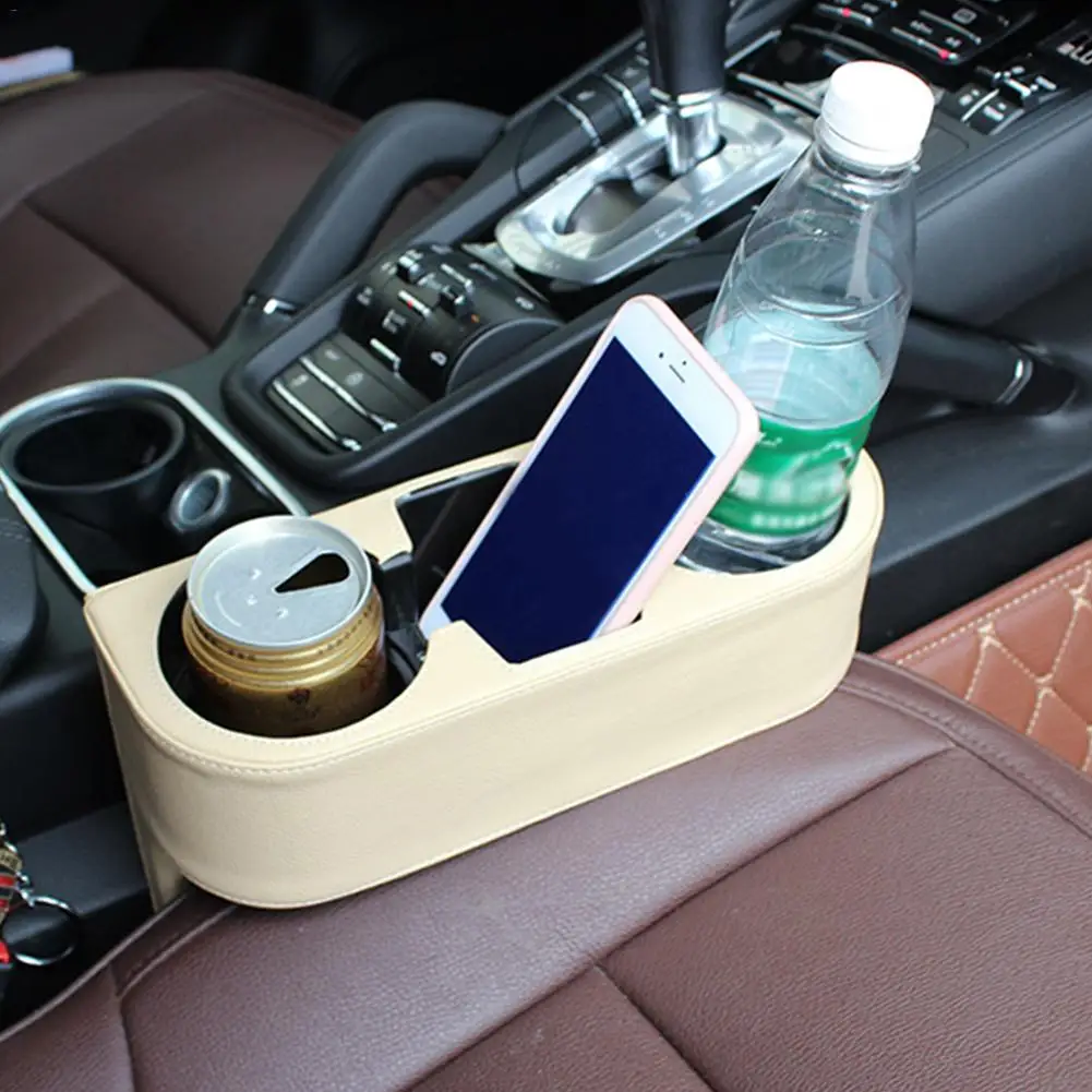 

Car Seat Seam Wedge Cup Holder Food Drink Bottle In-car Seat Gap Leather Mount Stand Storage Box Organizer For Phones Sundries