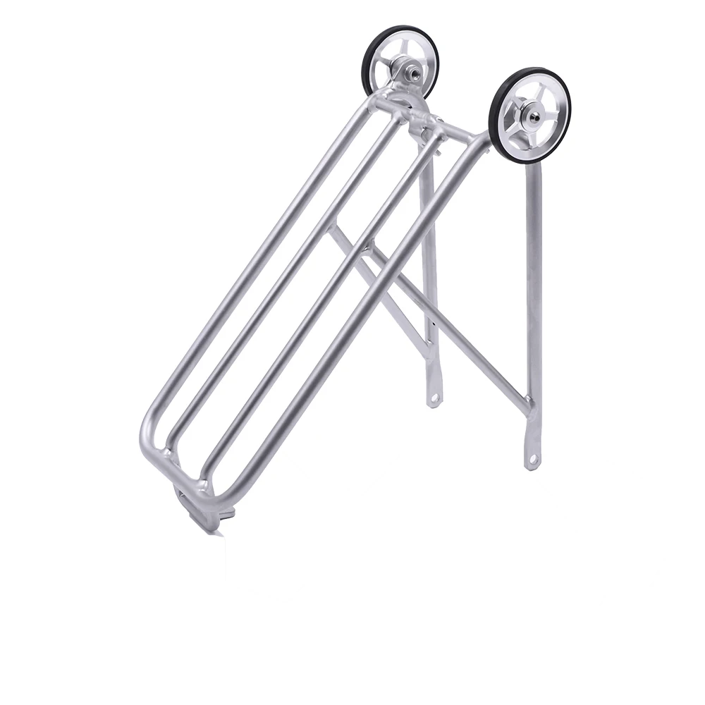 Silver Rack 2 Wheels TWTOPSE велосипедные стандартные стойки для Brompton складные велосипедные легкие колесные грузовые стойки стабильный велосипед T6 алюминий 310 г Анодирование CNC - Цвет: Silver Rack 2 Wheels