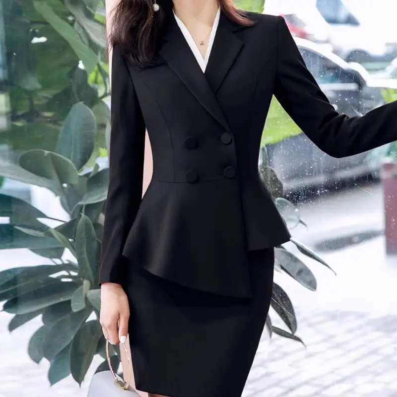 Брючный костюм, офисная одежда, 4Xl размера плюс, комплект из 2 предметов, офисный женский Одноцветный комплект из 2 предметов, асимметричный Женский комплект