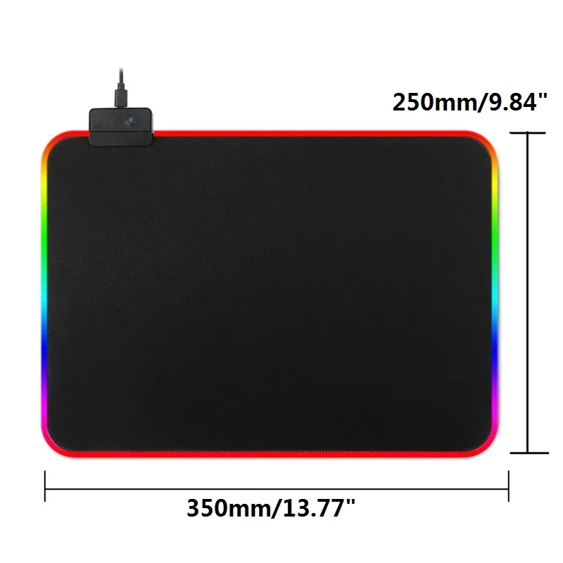 USB проводной цветной светодиодный RGB игровой коврик для мыши, противоскользящий мягкий резиновый коврик для рабочего стола для геймера, ноутбука, компьютера, мыши, коврик для мыши - Цвет: 350x250x3mm
