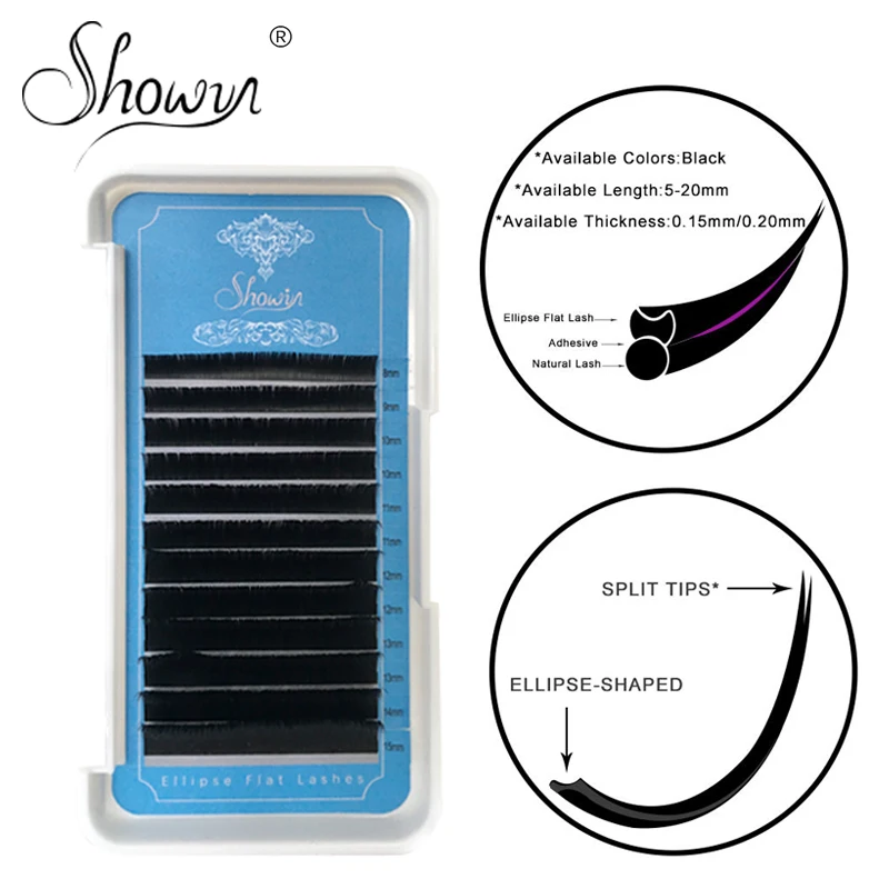

Flat Ellipse Eyelashes individual eyelash extensions Natural Light False Ellipse Eyelashes Ellipse Natural Short Split-tips