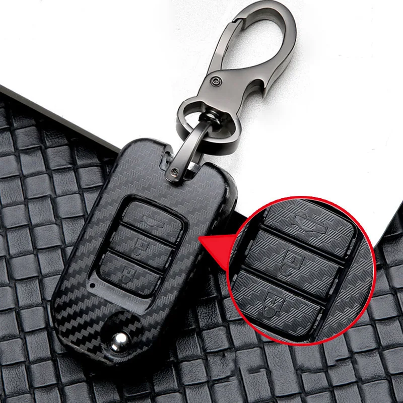 Автомобильный глянцевый чехол для ключей из углеродного волокна ABS для Honda Civic CR-V HR-V соглашение Jade Crider Odyssey Pilot Ridgeline аксессуары