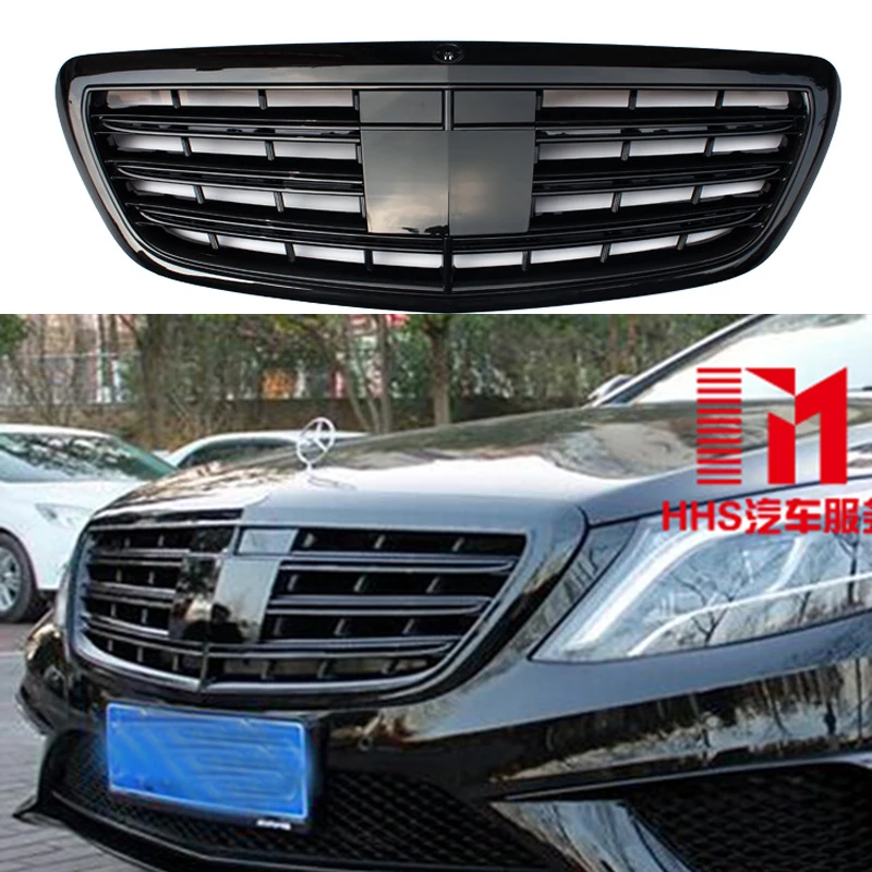 Для Mercedes-Benz W222 S-Class S63 S320 S400 S500 S600 2014 2015 ABS черный передний бампер передняя решетка