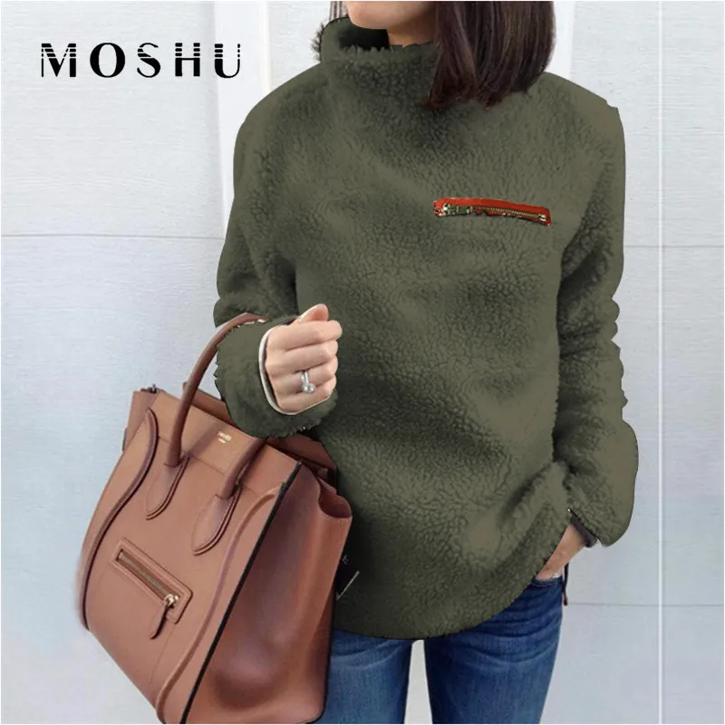 Women Jumper Fleece Sweater Ladies Fashion Tops Zip Winter Sweaters Long Sleeve Pullovers Sweater Pull Femme Sudadera Mujer
