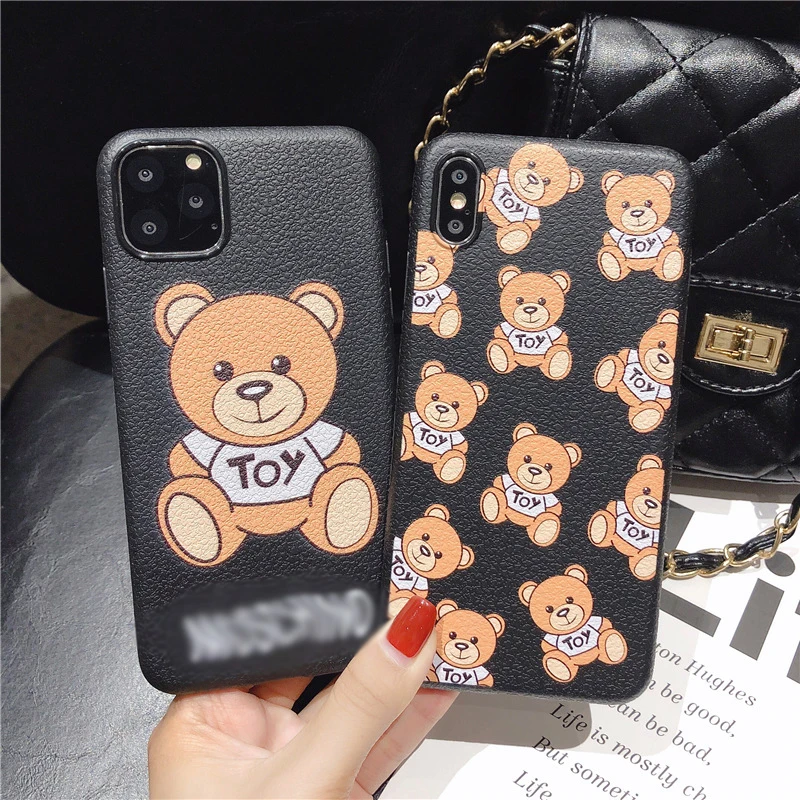 Кожаный чехол с рисунком медведя для iPhone 11 Pro Max силиконовый чехол для телефона для iPhone 7 6 6s Plus чехол s Мягкий ТПУ чехол для iPhone# E0