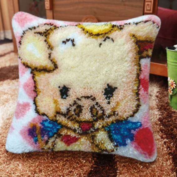 Smyrna Embroidery Carpet Knooppakket Cartoon Cushion Button Package Characters Klink Haak Kleed Bloemenb Borduurpakket Kussen