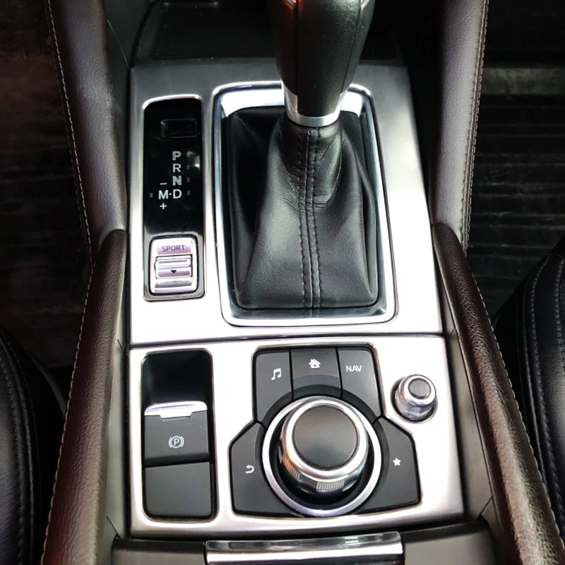 

Stainless steel Interior Moudlings Accessories Gear Shift Gear brake panel cover Trim For Mazda 6 Atenza 2016 2017 2018 2pcs