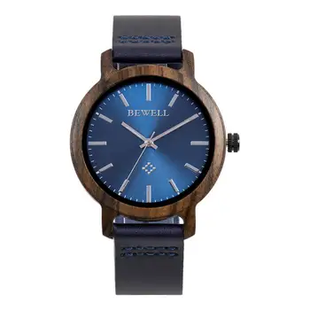 

BEWELL Women Men Lovers Wristwatches Stylish Wooden Quartz Watch PU Leather Strap Analog Wrist Watch For Female Male