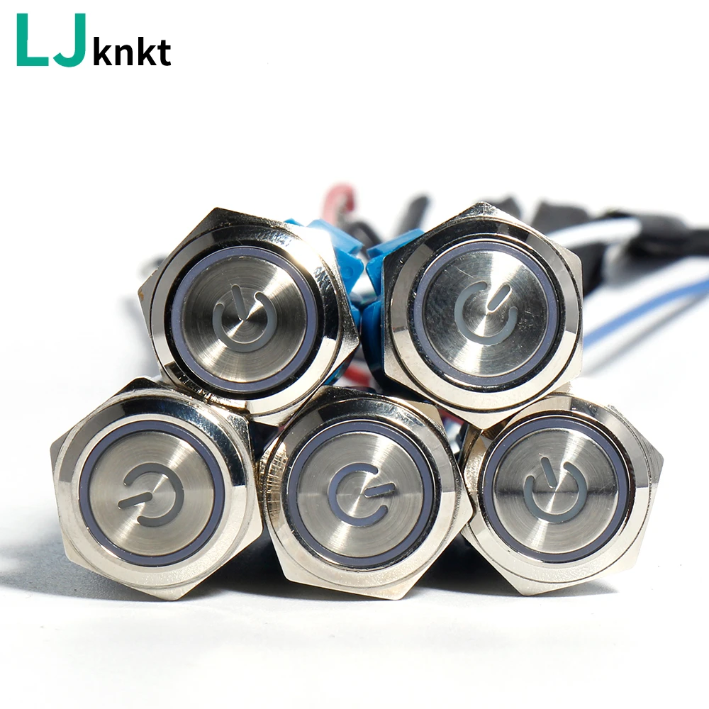 

LED Waterproof button with lamp power switch Five feet cylindrical Stainless steel control button With self-locking function
