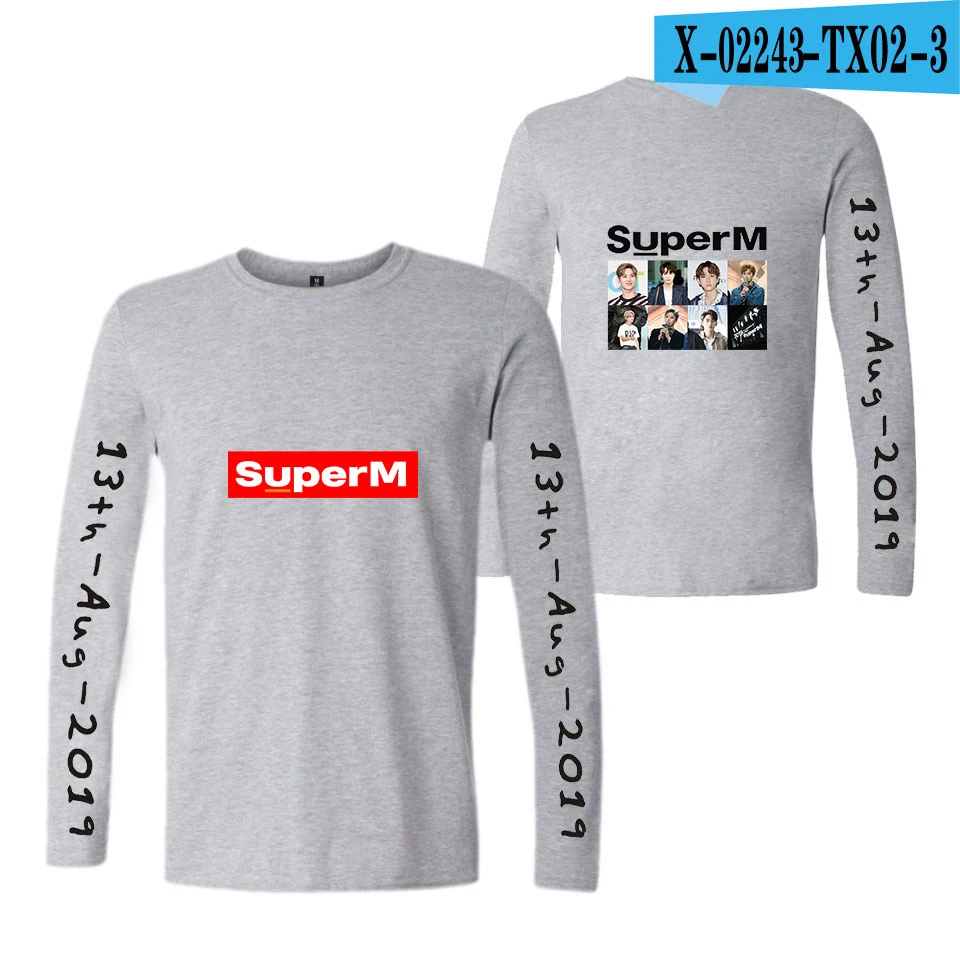 Футболки SuperM Женская крутая футболка с длинными рукавами Новая модная повседневная футболка с длинным рукавом SuperM топы для осенней одежды - Цвет: K