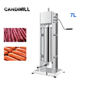 CANDIMILL 7L Stainless Steel Vertical Manual Sausage Stuffer Machine Home Homemade Sausage Maker Filling Sausage Filler Meat Too