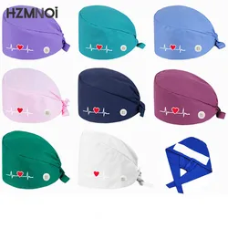 2020 New Heart-shaped Embroidered Nurse Cap with Button Salon Female Nurse Cap Laboratory Pet Surgeon Cap Surgery Cap
