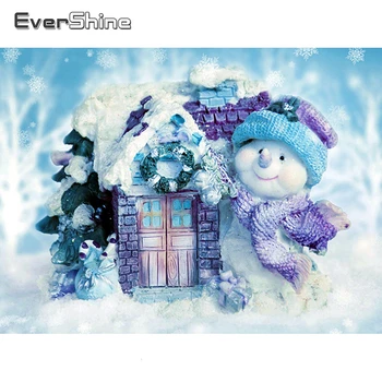 

EverShine Paint With Diamonds Snowman Picture Rhinestones Diamond Mosaic Landscape Cross Stitch Diamond Art Winter Home Decor