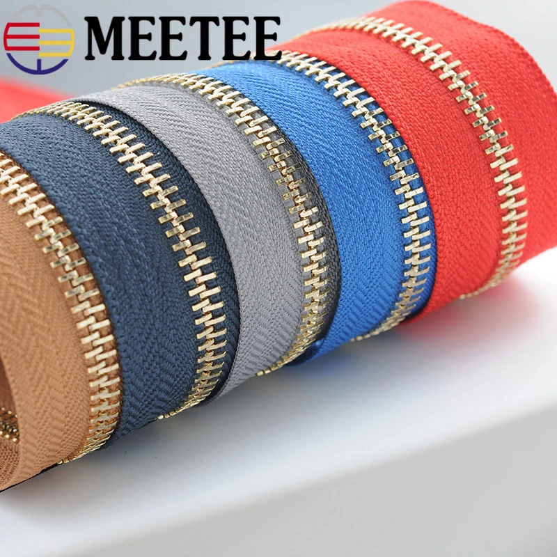 Meetee 5 # разъемная застежка молния металлическая слайдера 4 8*2 см цвета: золотистый