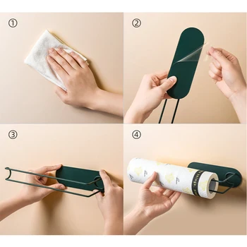 

Wall Mount Iron Roll Tissue Durable Kitchen Paper Towel Holder Under Cabinet Adhesive Toilet Storage Rack Space Saving Bathroom