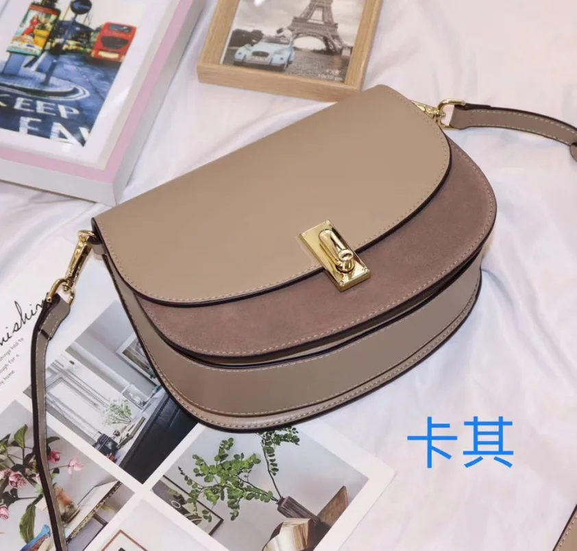 

2018 Autumn New Style First Layer WOMEN'S Cow Leather Bag Korean-style Fashion Dull Polish Shoulder Saddle Bag WOMEN'S Bag