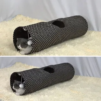 

Kitten Toy Cat Tunnel Peek Hole Tunnel Hiding Training Portable Soft Kitten Toys With Dangling Fuzzy Ball Durable