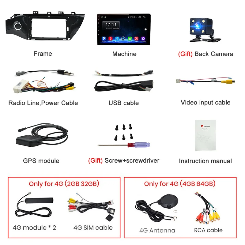 Junsun V1 2G+ 32G Android 9,0 DSP автомобильный Радио Мультимедиа Видео плеер для KIA RIO 4 2 din DVD gps-навигация с rds
