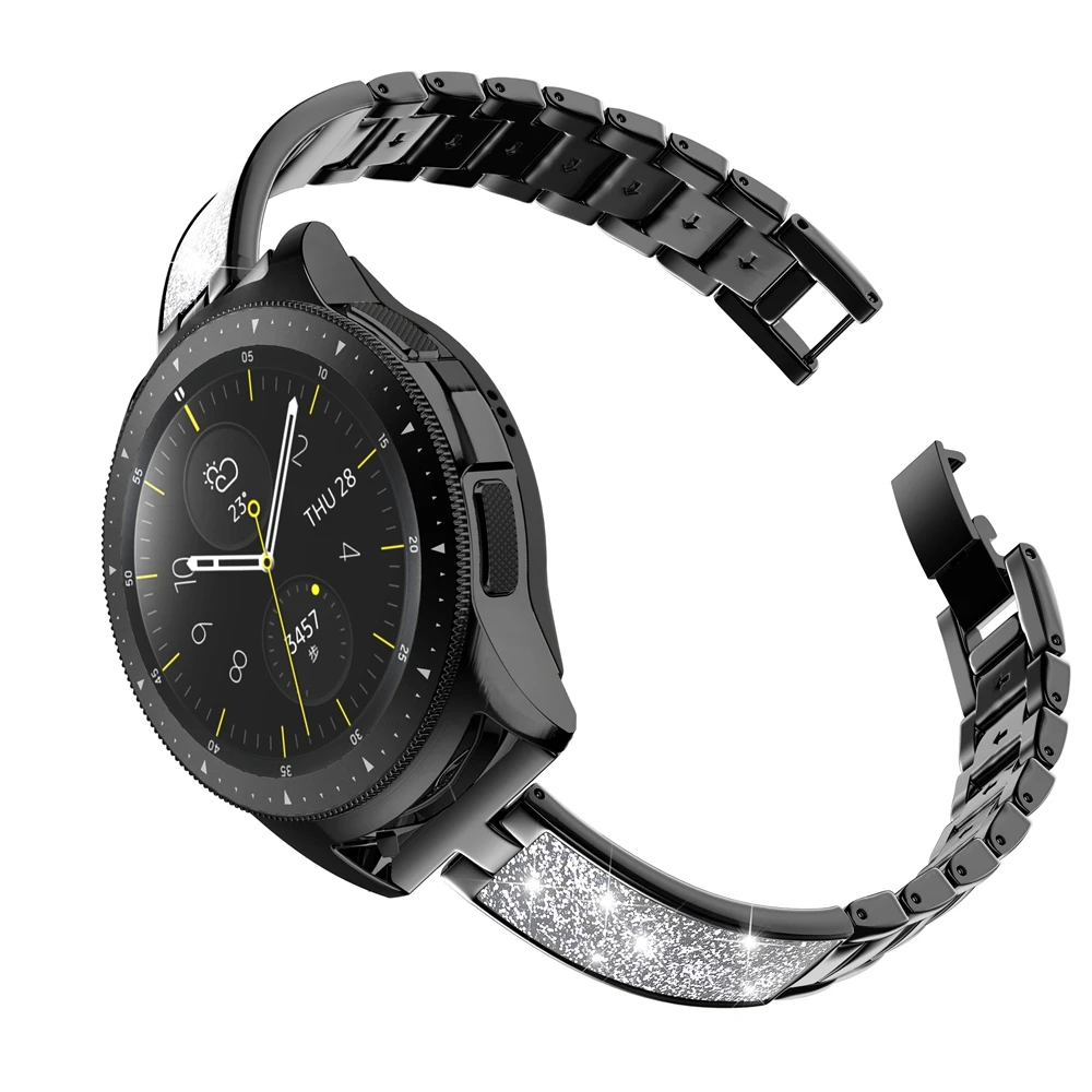 Стильный ремешок для samsung Galaxy Watch 42 мм полосы для женщин из нержавеющей стали Металл+ кожа тонкий ремешок для Galaxy Active2 40 мм