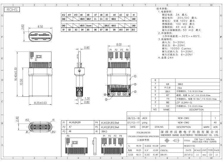 10 шт./лот Тип C USB 3,1 разъем 12PIN Быстрая зарядка штекер для припоя провода и кабель Модуль платы блока программного управления 56K резистор