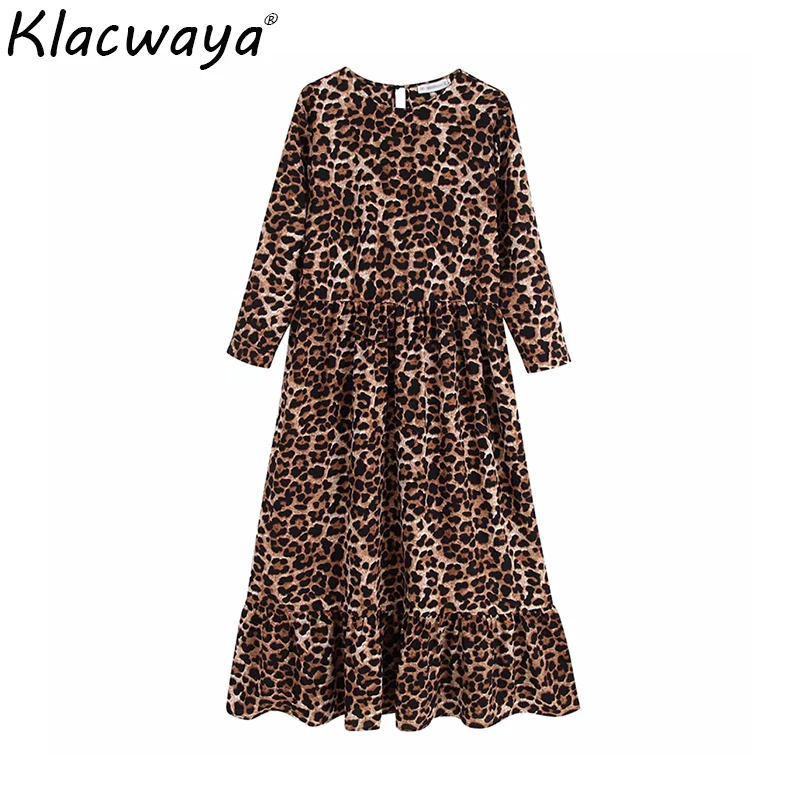 Vintage Women Maxi Dress 2019 Fashion Ladies Elegant Long Dresses Girls Ruffles Red Leopard Female Vestidos feminine chic | Женская