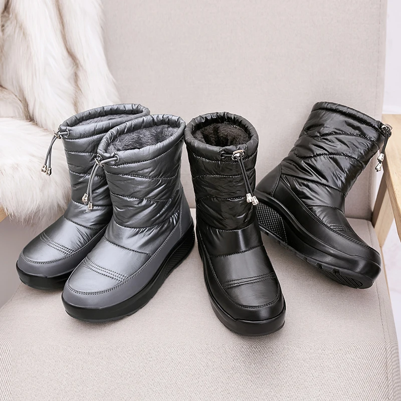 Г., новые женские ботинки зимние теплые водонепроницаемые ботильоны теплые зимние ботинки на платформе с толстым меховым каблуком, J988