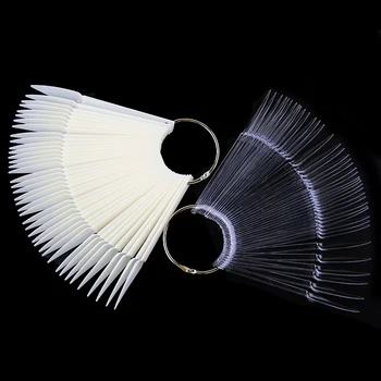 

10Set Clear False Nails Fan Style Practice Display Sticks Polish Natural Black Transparent Display Acrylic Tips For Gel Tools