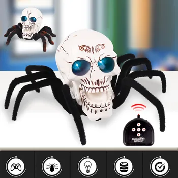 

Halloween Horror Toy Realistic Skull Spider Animal Remote Control Kids Favor Prank Props Tool RC Skull Arach Festival Kids Gift