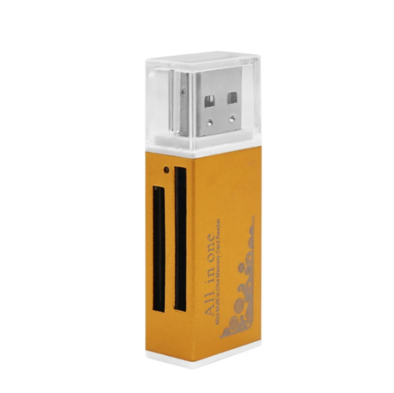 Мульти в 1 устройство для чтения карт памяти SD для Memory Stick Pro Duo Micro SD, TF, M2, MMC, SDHC MS карт-ридер разные цвета - Цвет: Gold