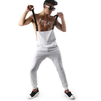 

Fashionable men's suspenders and jumpsuits slim men's foreign trade cotton long pants and suspenders
