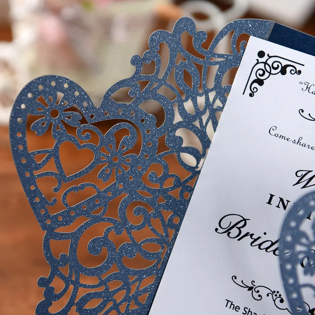  20pcs Laser Cut Hollow Wedding Invitations Card Kit with D126 Inner Papers for Wedding Birthday Par - 4.00029E+12