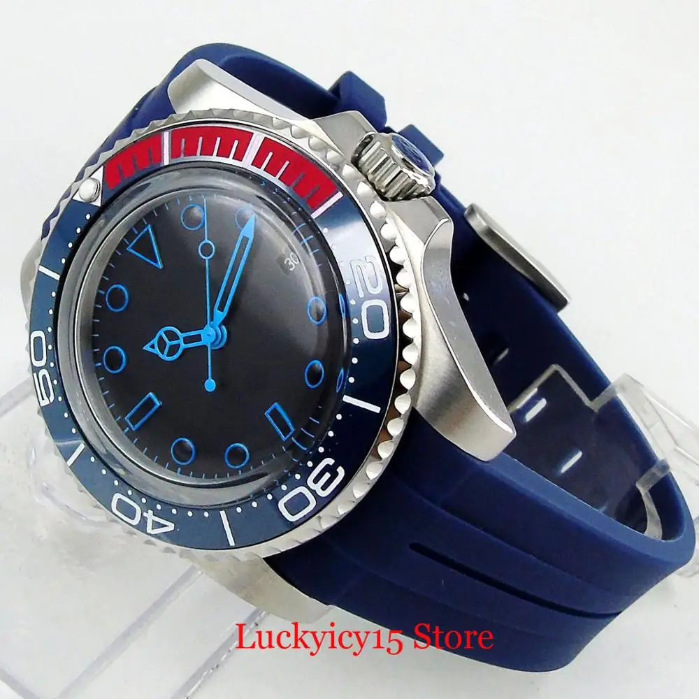 Простые мужские наручные часы BLIGER 40 мм с автоматическим подзаводом, с окошком для даты MIYOTA Move, с Т-образным резиновым ремешком - Цвет: nologo mingzhu 2813