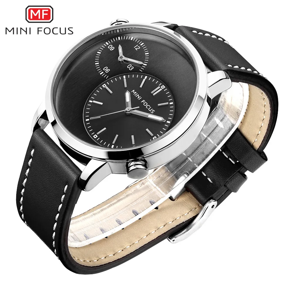

Mini FOCUS/MEN'S Watch/Men's Dual Timezone/Japan Movement/Night Light Waterproof/Leather Watch Strap 0035G