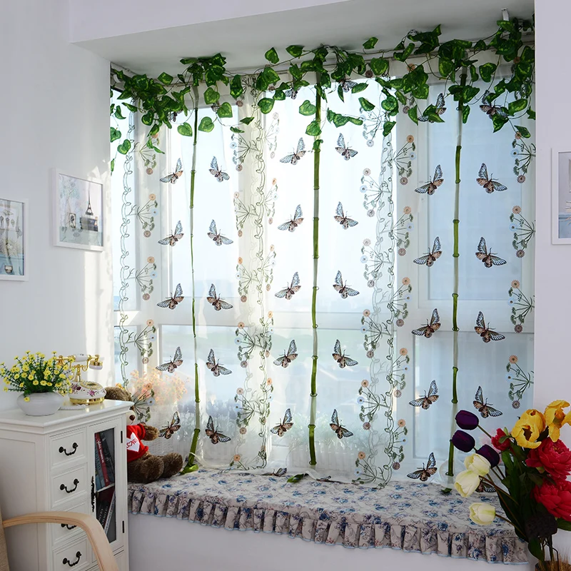 Topfinel бабочка цветок римские прозрачные шторы для гостиной кухни спальни вышитые оконные дапировки шторы тюль