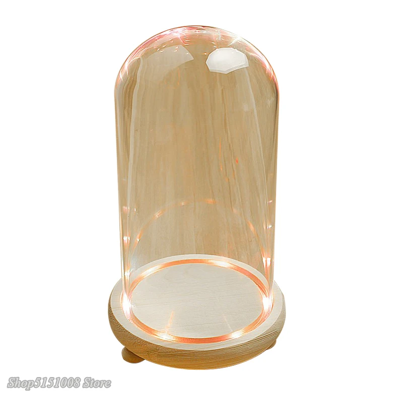 Современный Стеклянный ночной Светильник s Dome Cloche Cover Декор сухие цветочные украшения ручной работы ремесло банка дерево цвет база с ногами светодиодный светильник