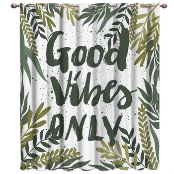 

Tropical Plants Room Curtains Large Window Living Room Bathroom Indoor Floral Fabric Kids Window Treatment Hardware Sets Curtain