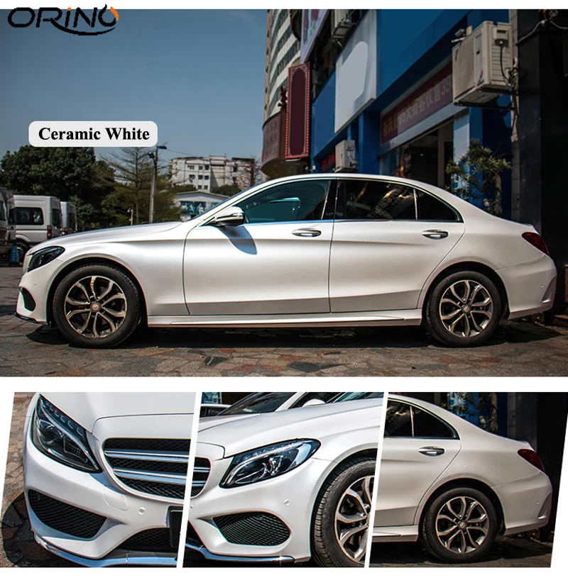 High Quality Ceramic White Matte Vinyl Wrap Car Sticker Foil With Bubble Free Satin Pearl Car Vinyl Film For Car Body Wrapping Car Stickers Aliexpress