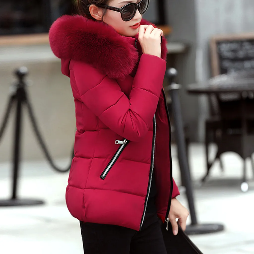 Модная женская зимняя теплая хлопковая зимняя куртка с капюшоном, однотонное пальто с длинными рукавами, женские парки для женщин