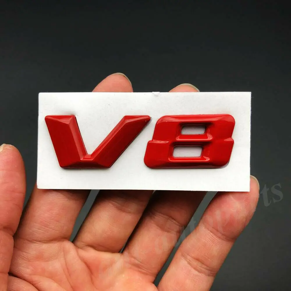 

3D Metal Red V8 Car Fender Emblem Badge Decal Sticker V12 Biturbo 4matic E S M
