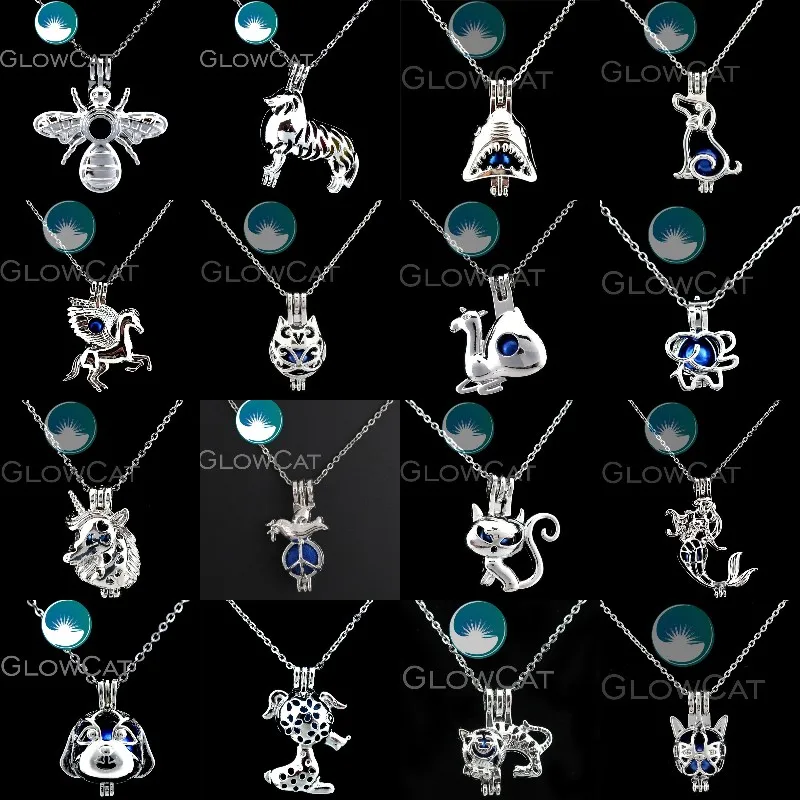 Mix Styles Cute Animal Dog Cat Unicorn Bee Essential Oil Diffuser Locket Cage Necklaces Peace Dove Mermaid Chain Collier Jewelry | Украшения