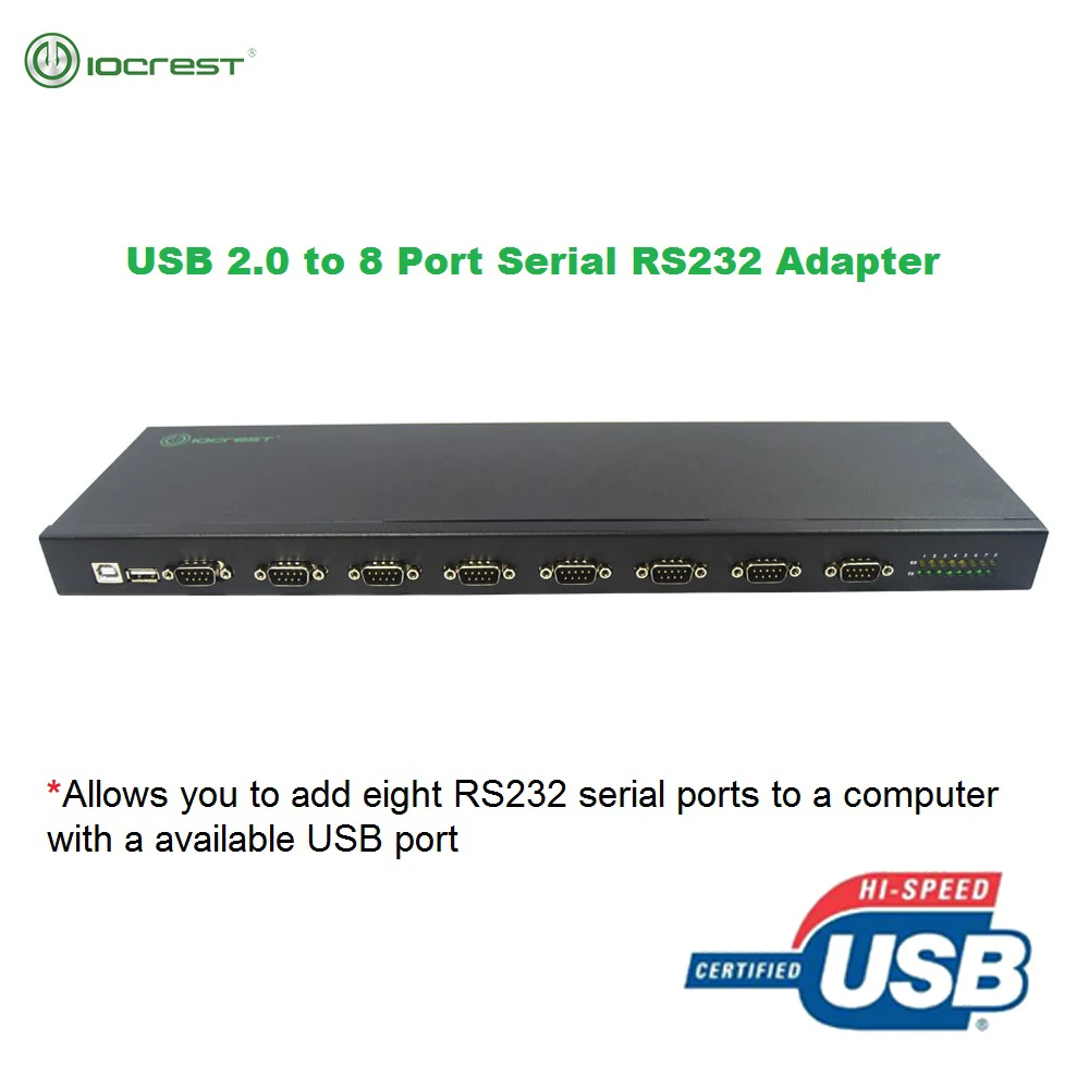 IOCREST USB 2 0 to 8 Port RS232 DB9 Serial Adapter converter ftdi chipset 1