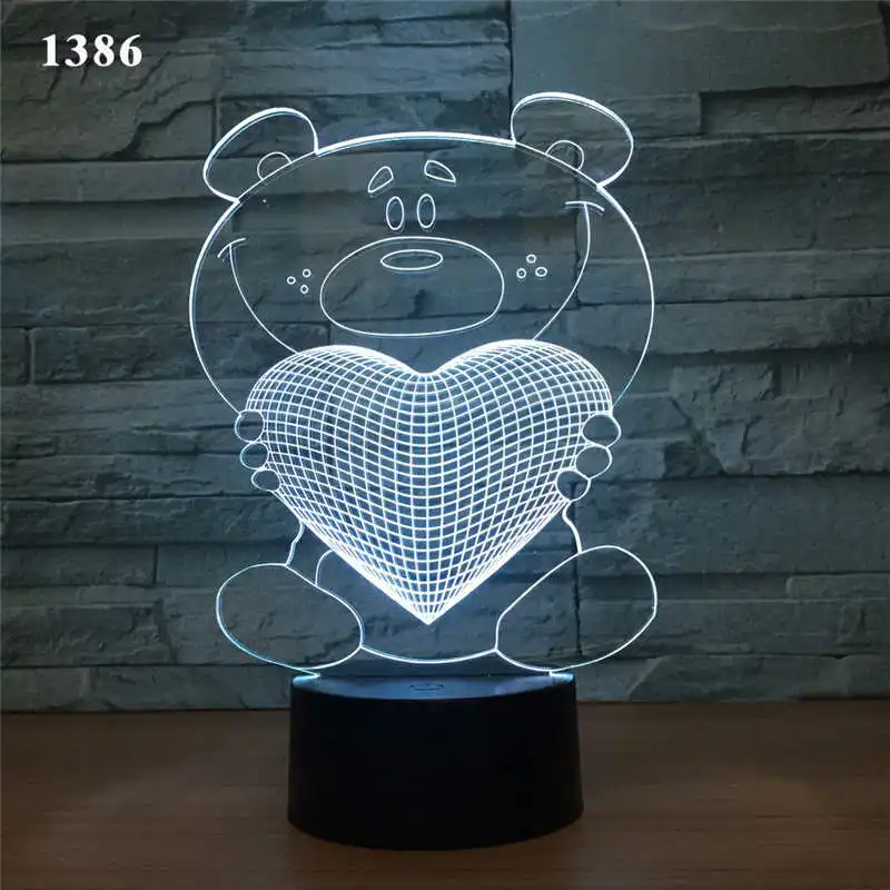3D ночник светодиодный ночник веселый рождественский мультяшный светильник домашняя декоративная спальня детская атмосфера настольная лампа - Испускаемый цвет: 2