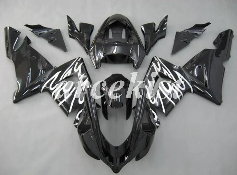 

4 Gifts New ABS Motorcycle Fairings Kit Fit for kawasaki Ninja ZX10R 2004 2005 04 05 10R ZX-10R body set Flame Black