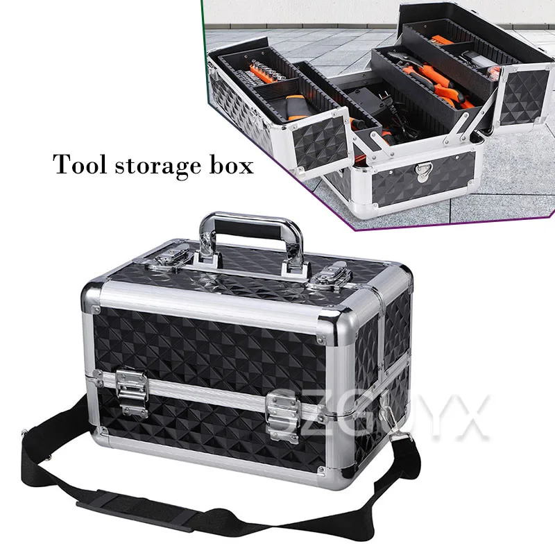 

Three-layer large-capacity hardware tool box Household portable toolbox Multifunctional electrician maintenance storage box
