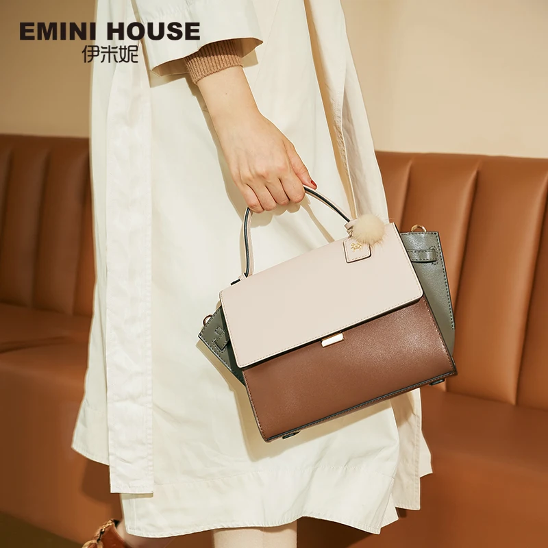  EMINI HOUSE Trapeze Handbag Split Leather Luxury Handbags Women Bags Designer Crossbody Bags for Wo - 4000047939198