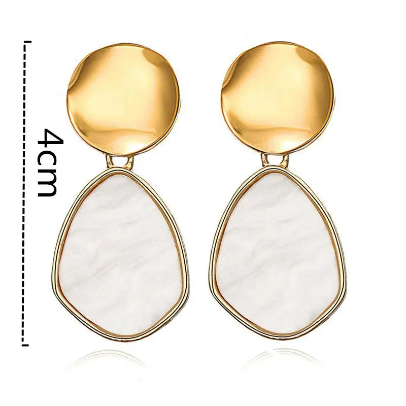 Resin Geometric Drop Earrings For Women Gold Color Fashion Jewelry Big Acrylic Geometric Oval Heart Earrings Jewelry Party