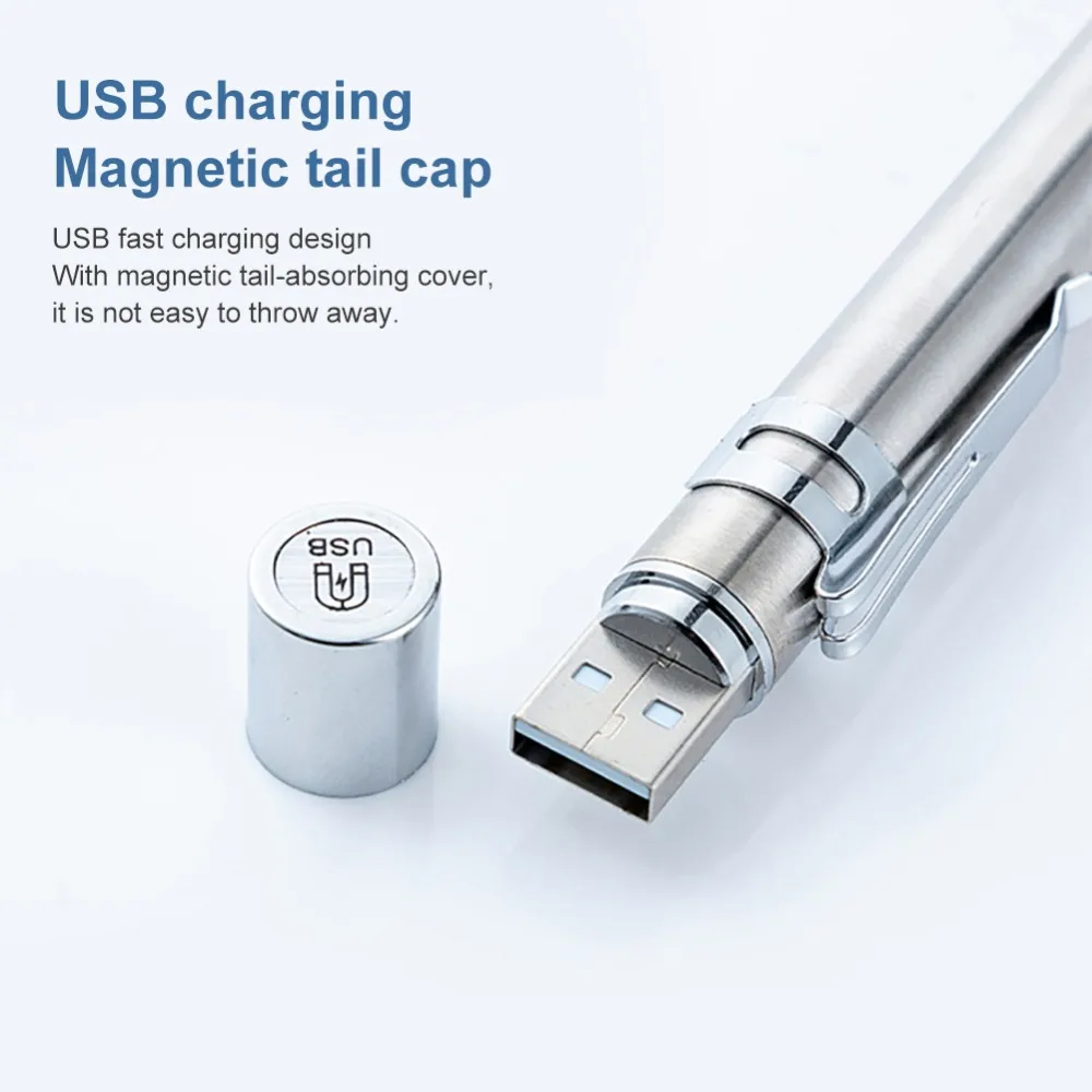 USB Перезаряжаемый медицинский удобный светильник с ручкой мини-вспышка для кормления светильник светодиодный фонарь лампа с зажимом из нержавеющей стали карманный светодиодный светильник-вспышка